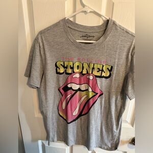 The Rolling Stones Gray Tee with Pink and Yellow Logo